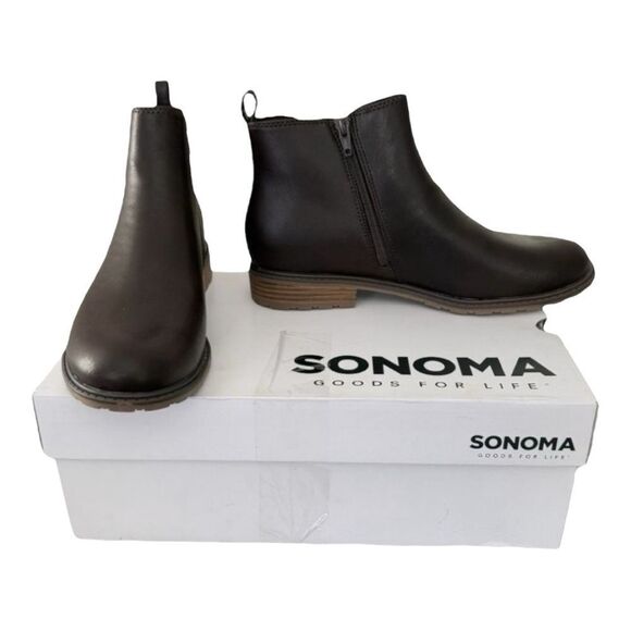 Sonoma Lottiee Brown Ankle Boots Chelsea Style Brown Ankle Boots Womens Size 9.5 - Picture 1 of 10